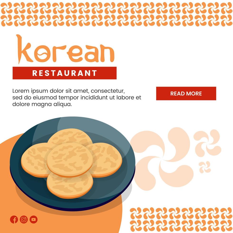 Asian food illustration design of Korean Food for presentation social media template vector