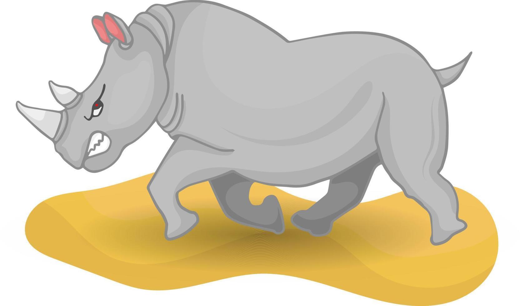 cartoon angry rhino. angry rhino cartoon running charging vector