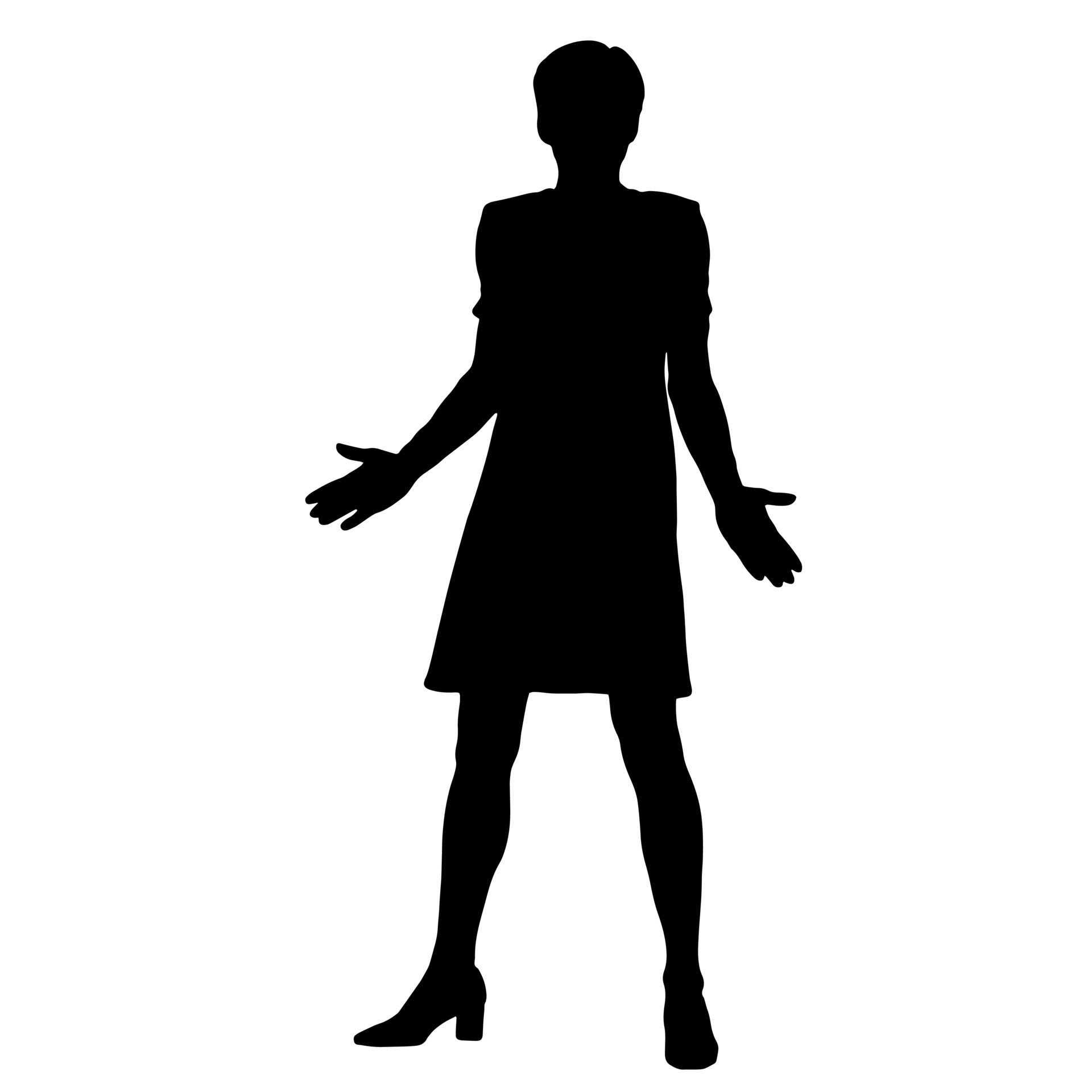 Vector silhouettes of women. Standing woman shape. Black color on ...