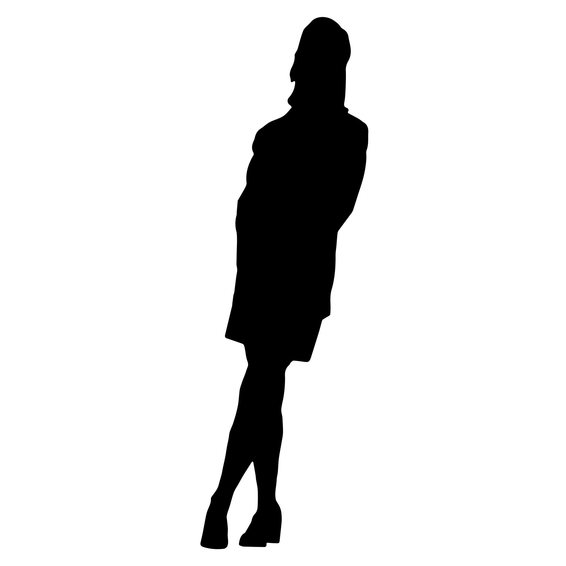 Vector silhouettes of women. Standing woman shape. Black color on ...