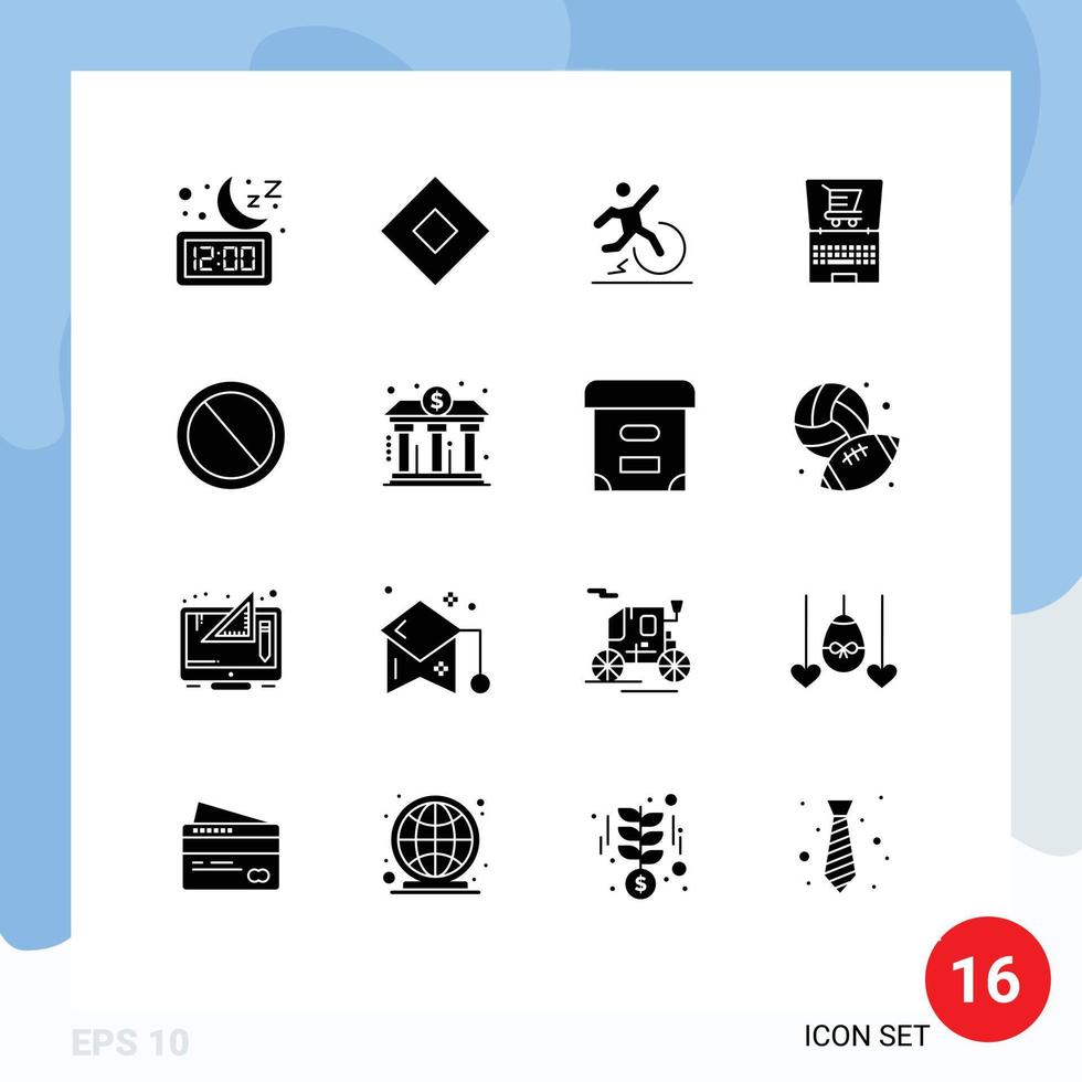 Stock Vector Icon Pack of 16 Line Signs and Symbols for shopping laptop symbols online escape Editable Vector Design Elements