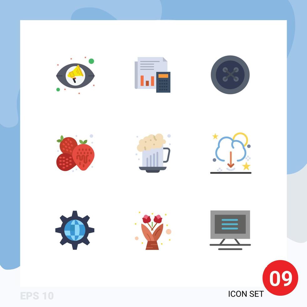 9 Thematic Vector Flat Colors and Editable Symbols of fruit pineapple calculation sew clothing Editable Vector Design Elements