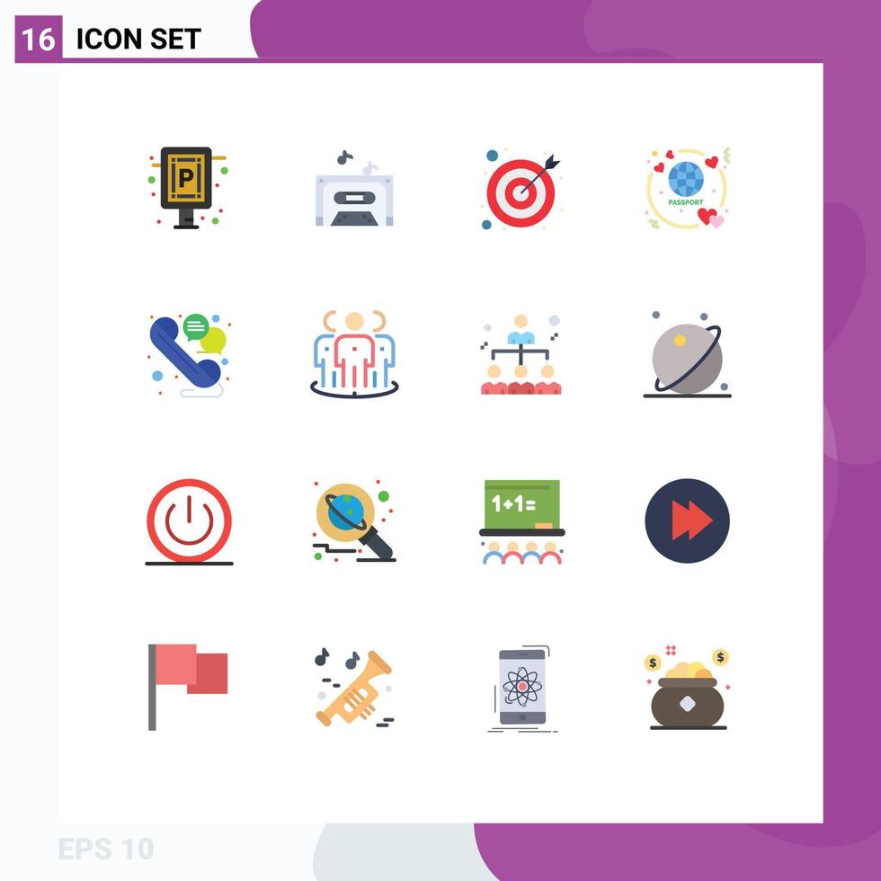 Universal Icon Symbols Group of 16 Modern Flat Colors of car target board tape passport Editable Pack of Creative Vector Design Elements