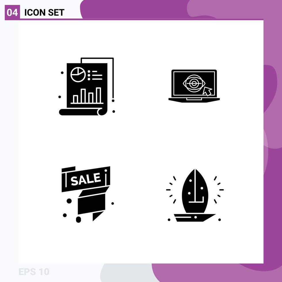 Group of Modern Solid Glyphs Set for medical sale graph lcd sale tag Editable Vector Design Elements