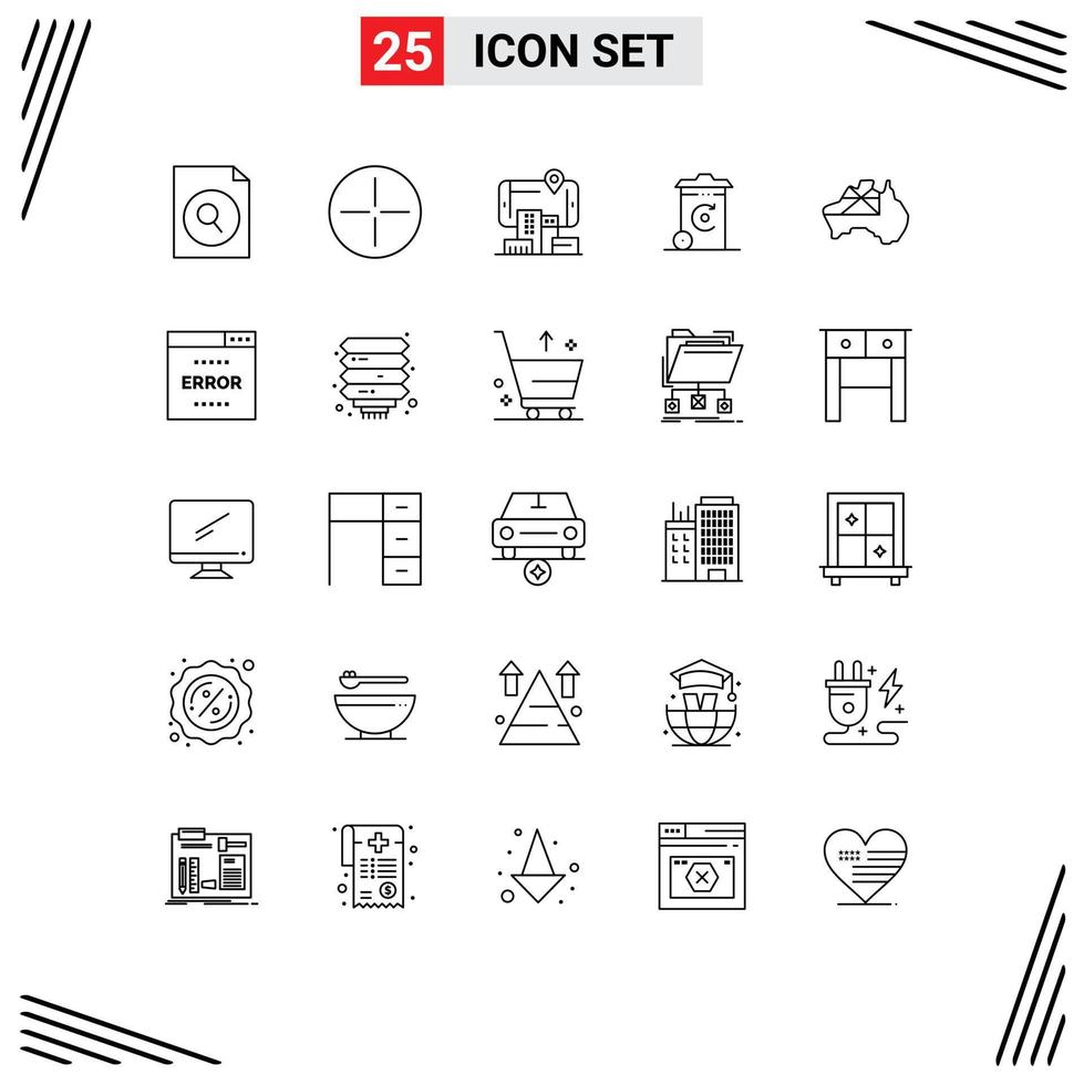 Set of 25 Vector Lines on Grid for flag map technology australia energy Editable Vector Design Elements