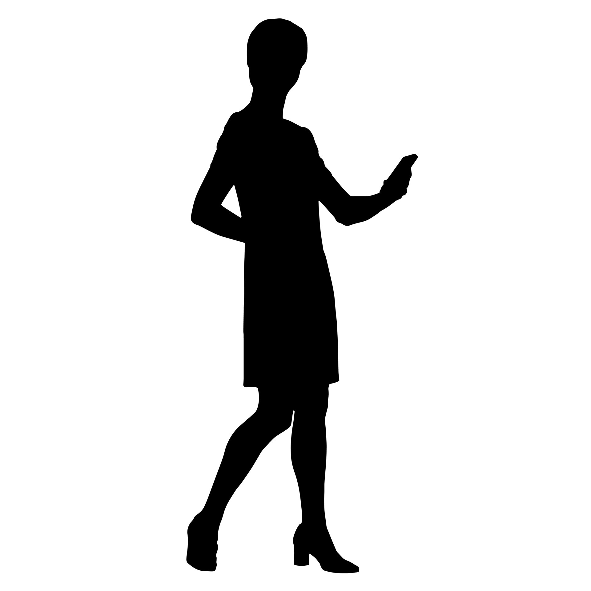 Vector silhouettes of women. Standing woman shape. Black color on ...