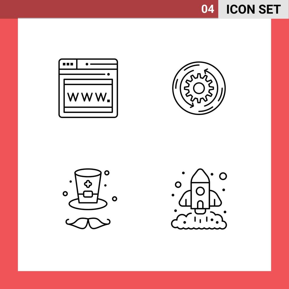 Pictogram Set of 4 Simple Filledline Flat Colors of seo cap solution finance business Editable Vector Design Elements