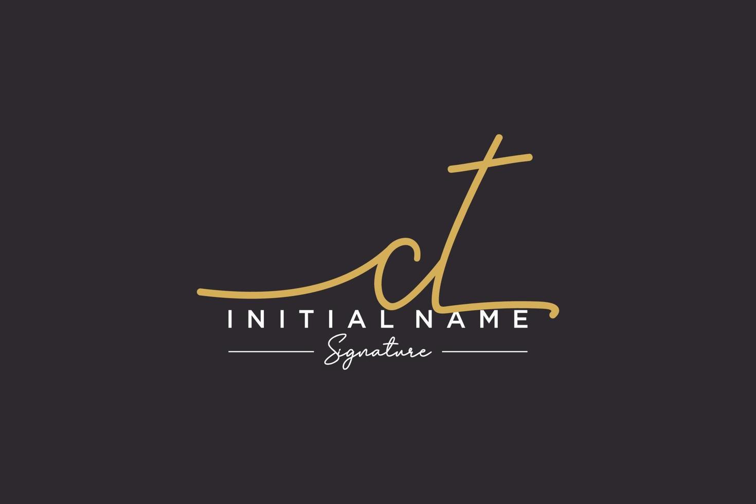 Initial CT signature logo template vector. Hand drawn Calligraphy lettering Vector illustration.