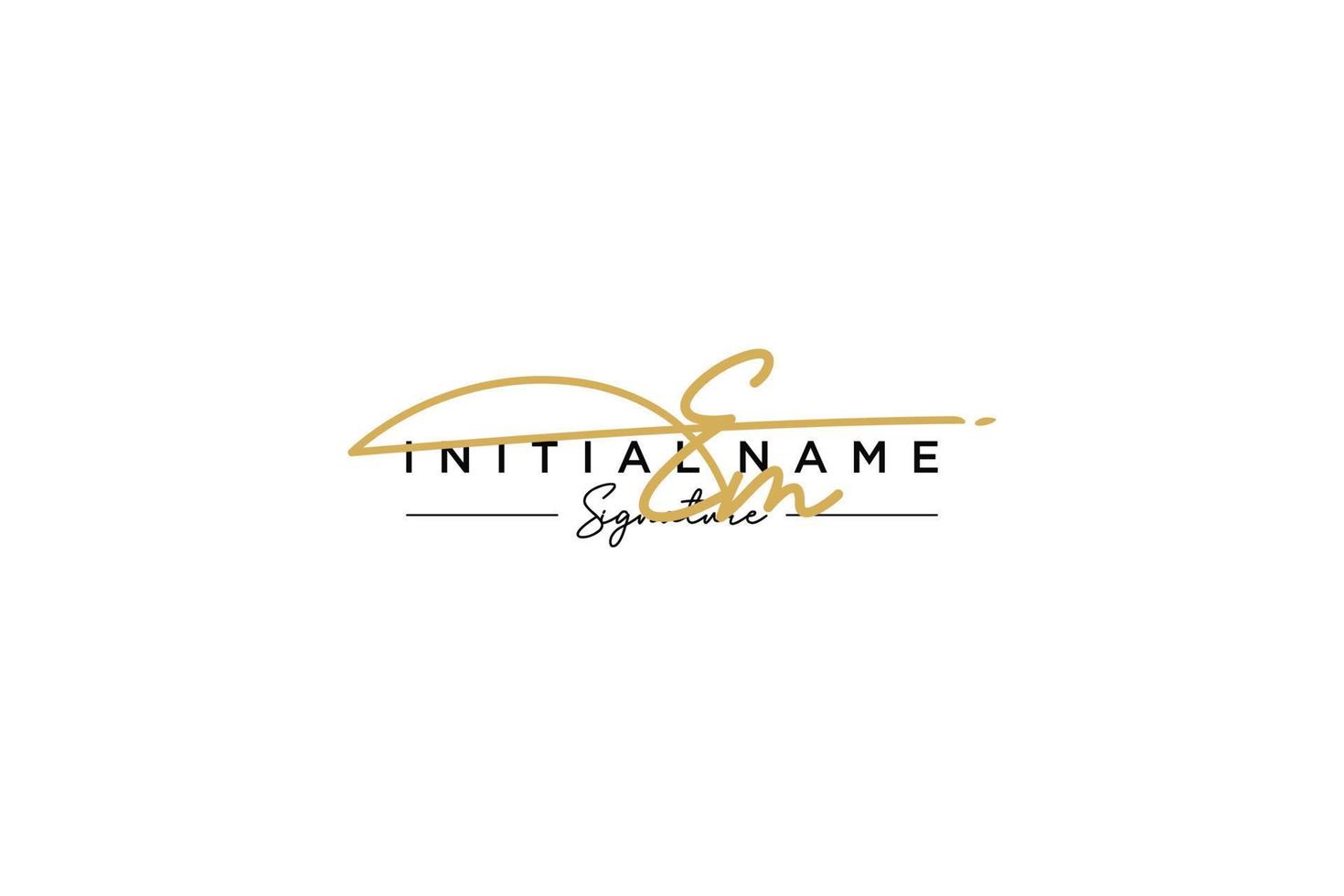 Initial EM signature logo template vector. Hand drawn Calligraphy lettering Vector illustration.