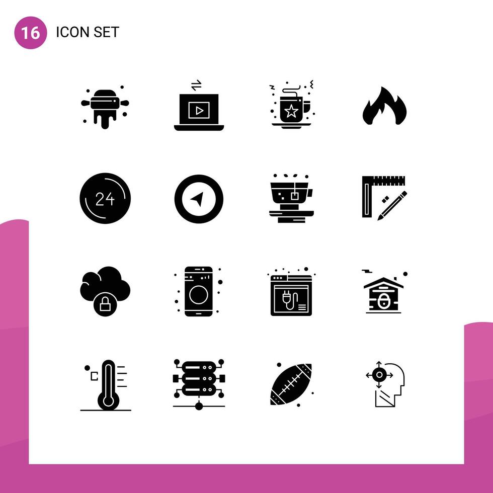 16 Creative Icons Modern Signs and Symbols of clock anytime christmas spark heating Editable Vector Design Elements