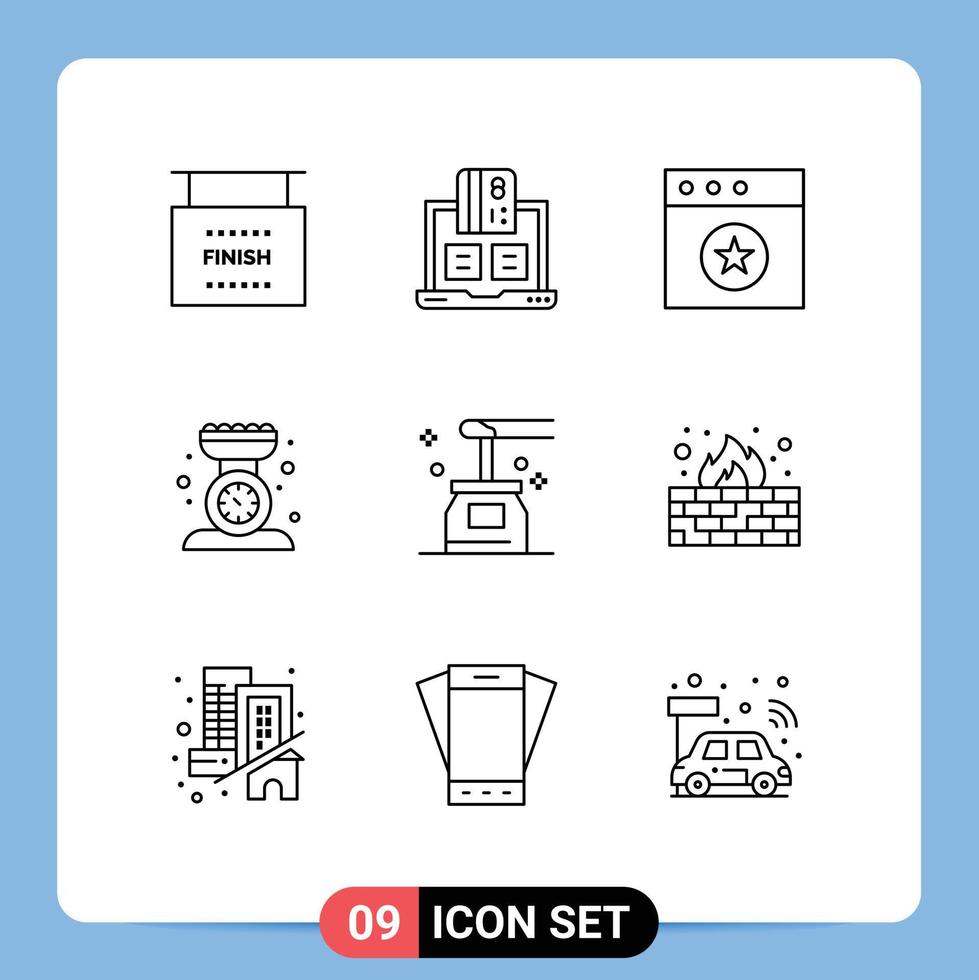 9 Outline concept for Websites Mobile and Apps beauty kitchen scale payment kitchen baking Editable Vector Design Elements