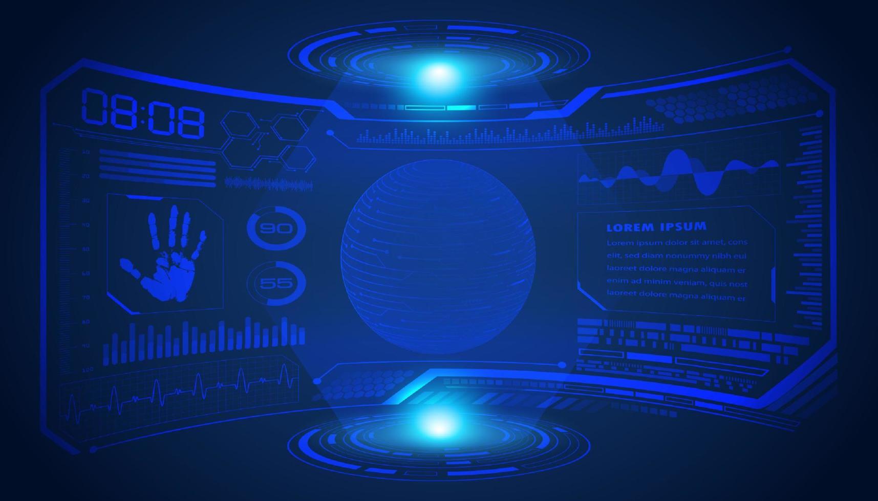 Modern HUD Technology Screen Background with Blue Globe vector