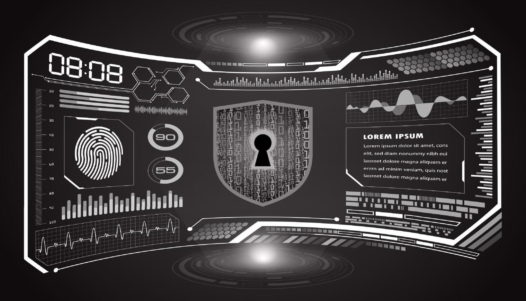 Modern HUD Technology Screen Background with padlock vector
