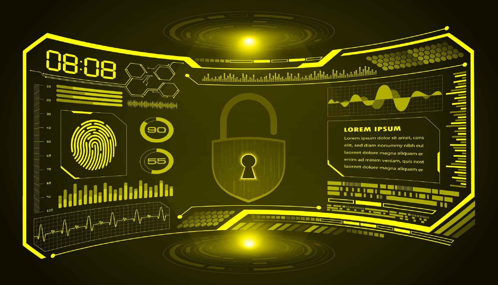 Modern HUD Technology Screen Background with padlock vector