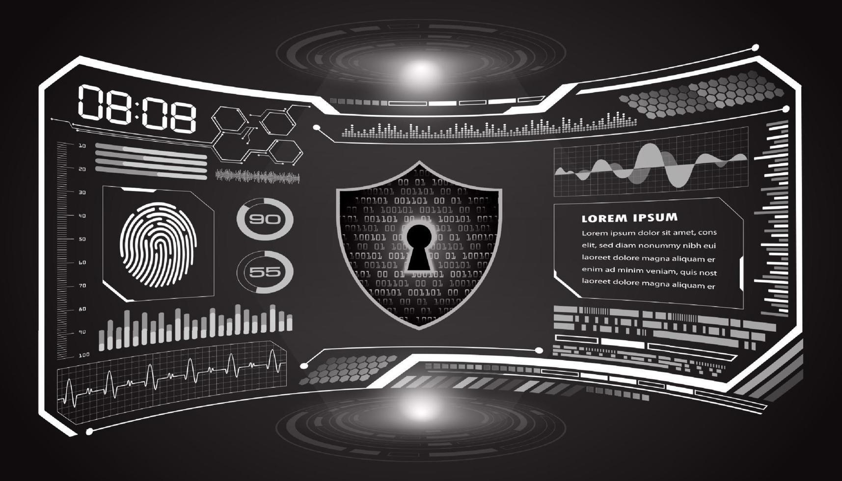Modern HUD Technology Screen Background with padlock vector