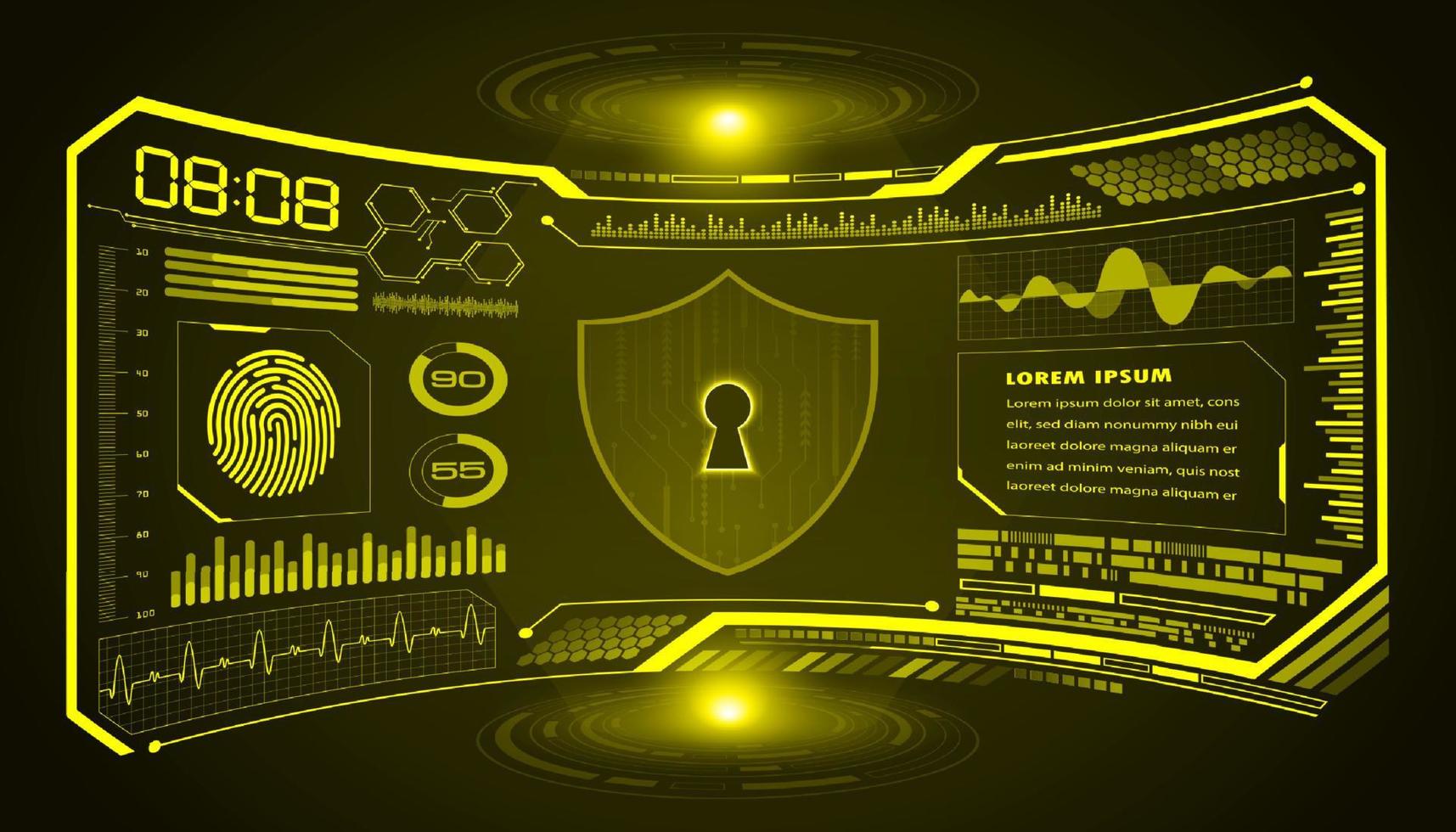 Modern HUD Technology Screen Background with padlock vector