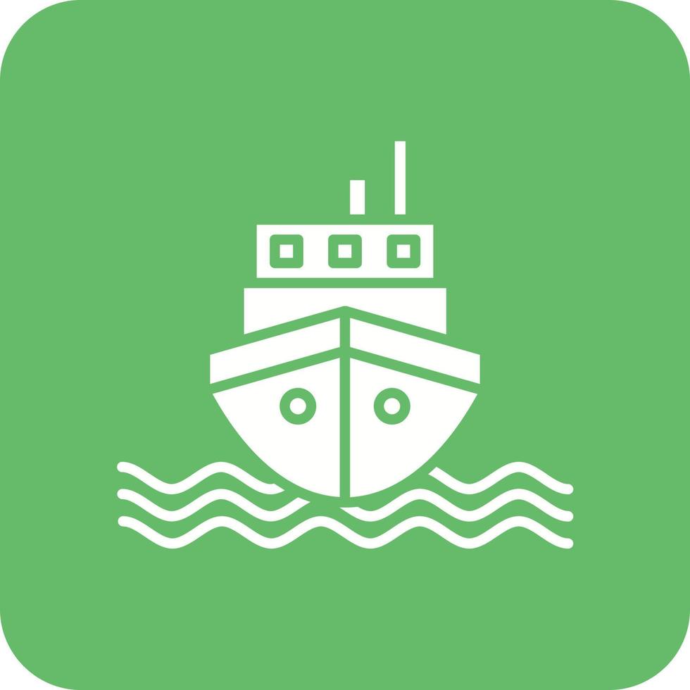 Boat Glyph Round Corner Background Icon vector