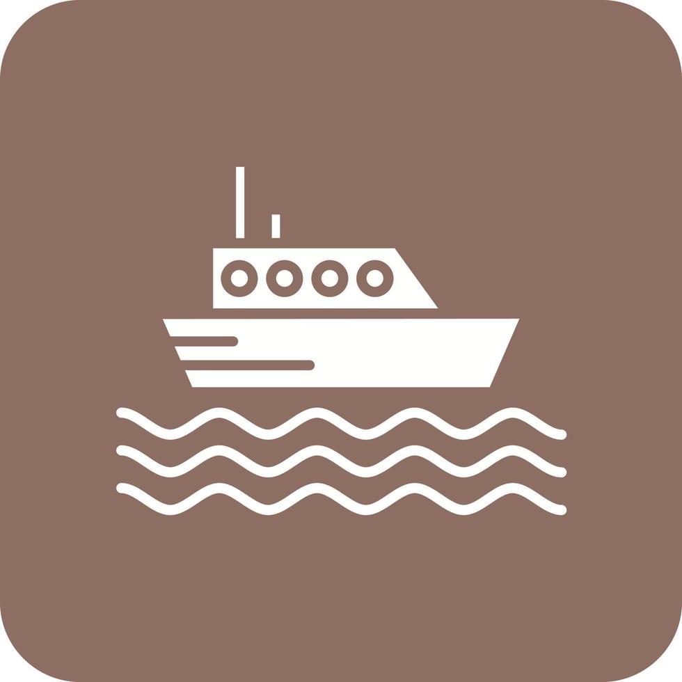 Ferry Boat Glyph Round Corner Background Icon vector