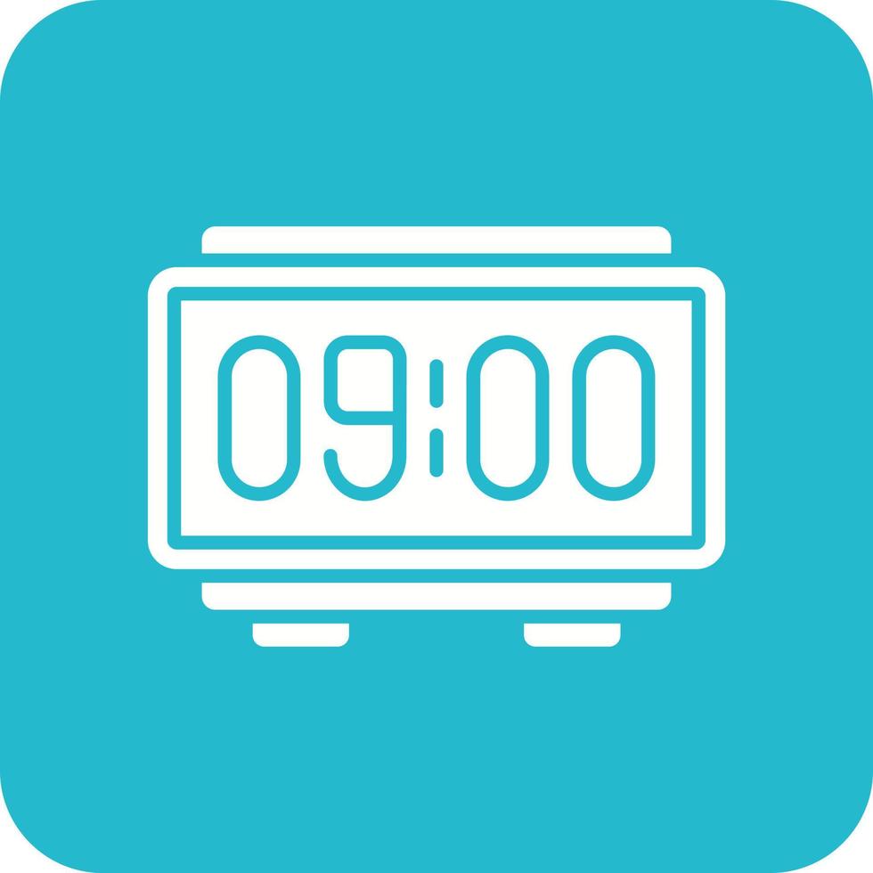 Digital Clock Glyph Round Corner Background Icon vector