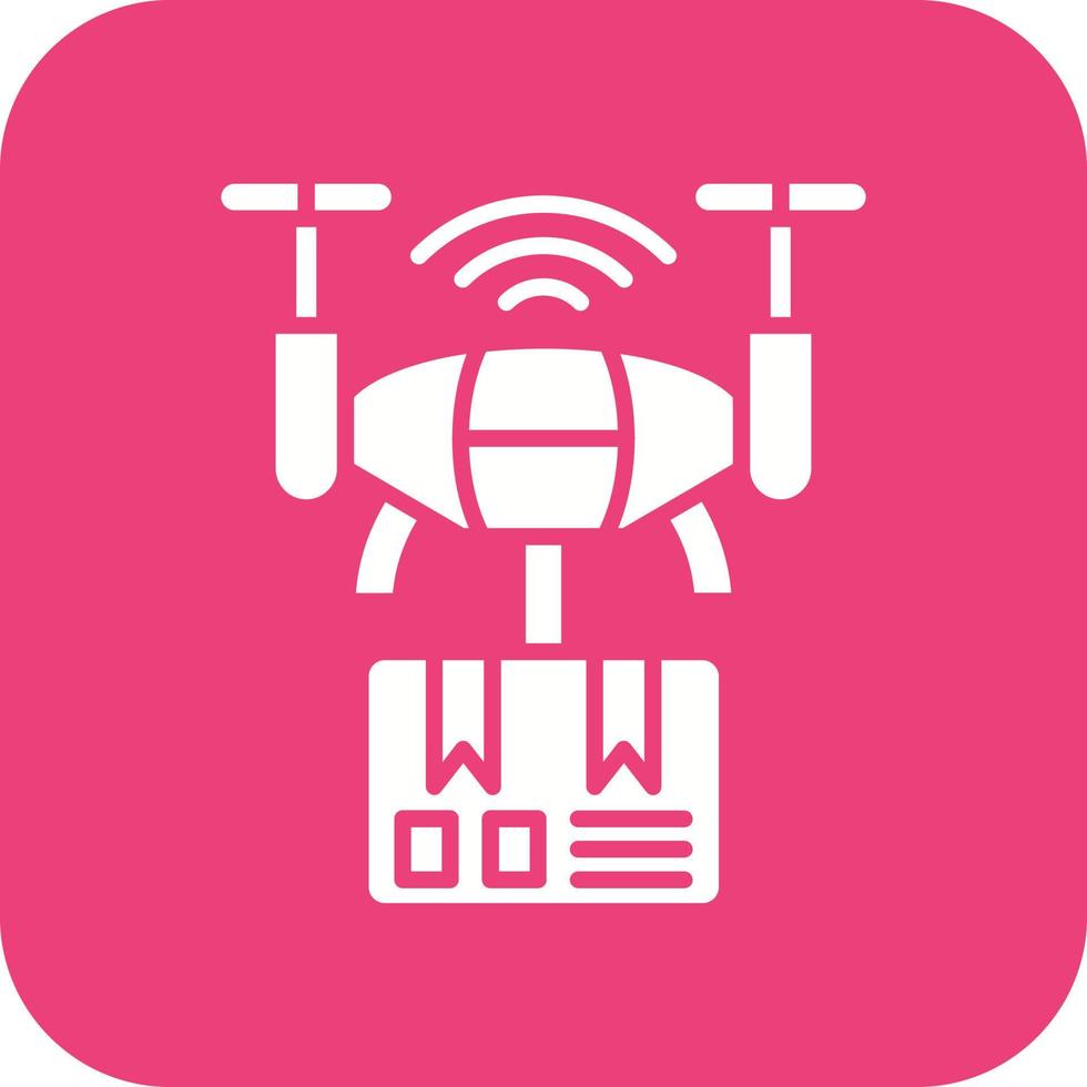 Drone Delivery Glyph Round Corner Background Icon vector