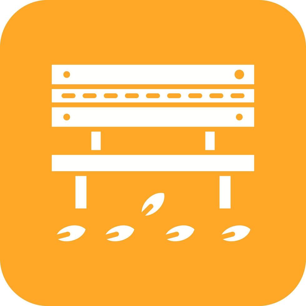 Autumn Bench Glyph Round Corner Background Icon vector