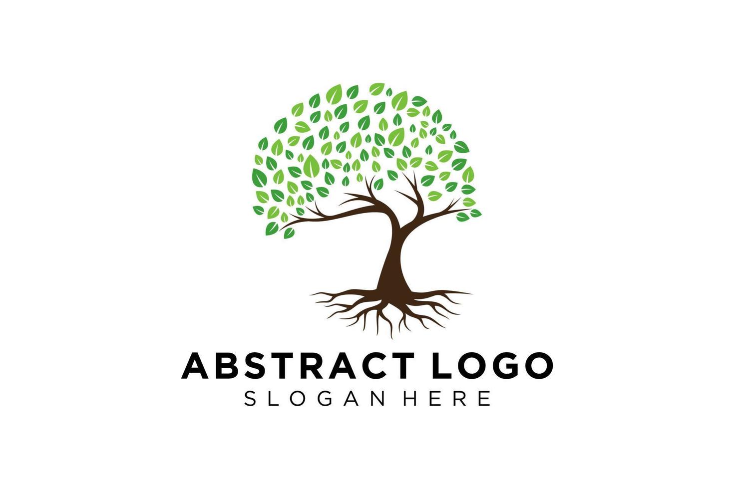 Green tree logo design natural and abstract leaf. vector