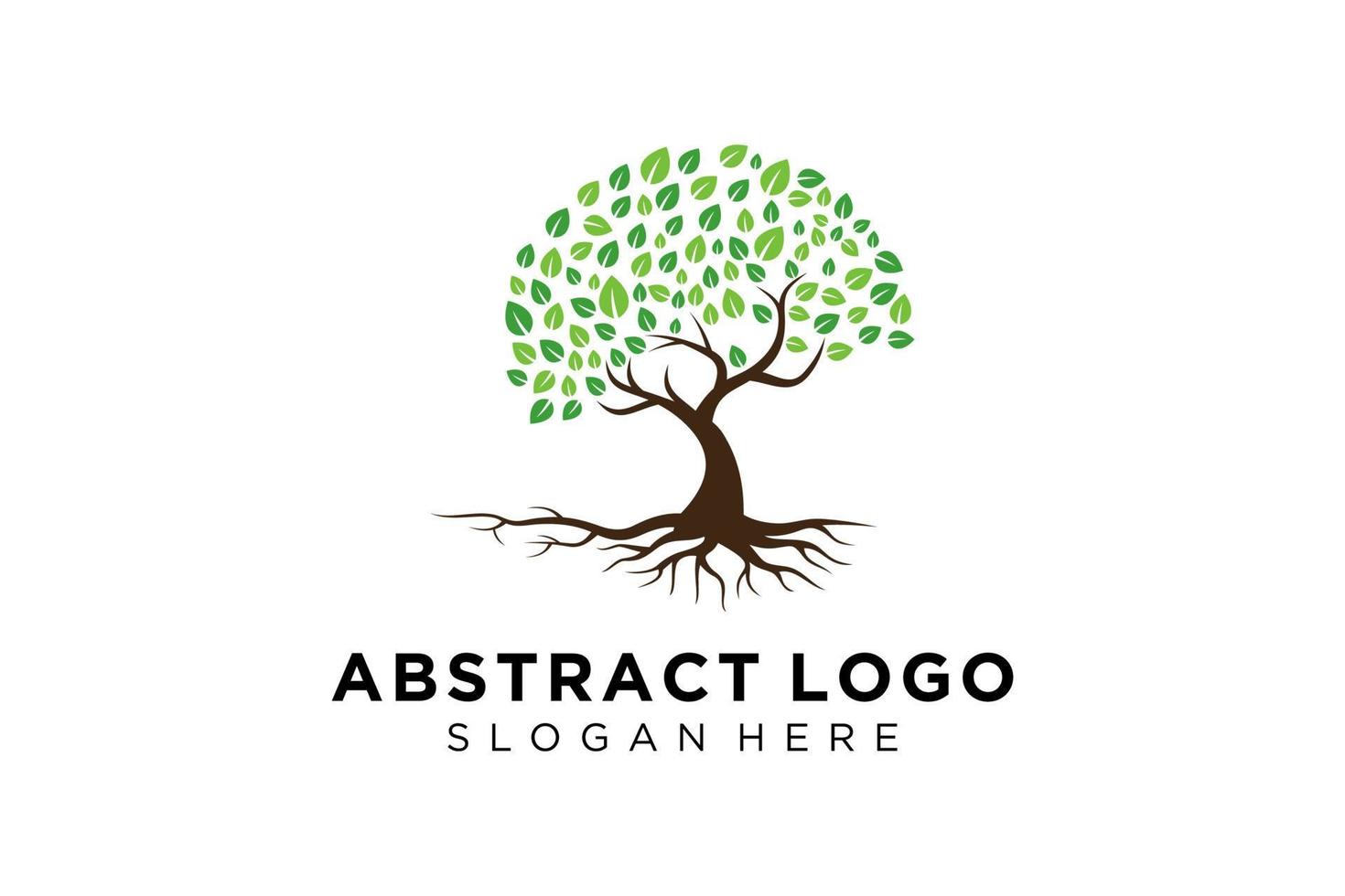 Green tree logo design natural and abstract leaf. vector