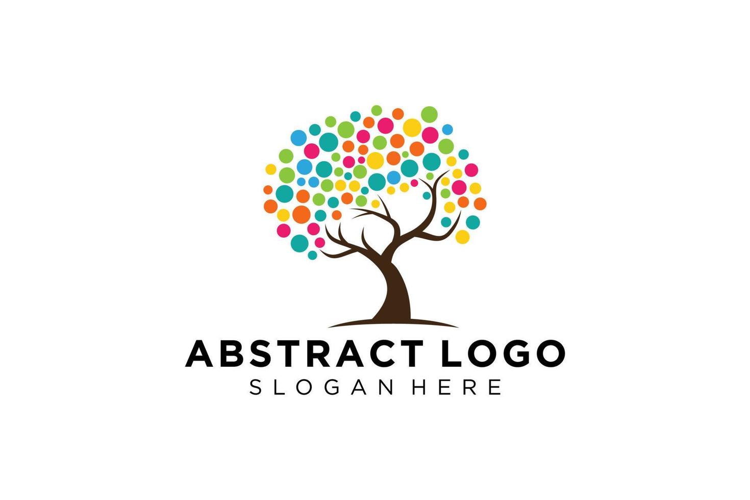 Green tree logo design natural and abstract leaf. vector