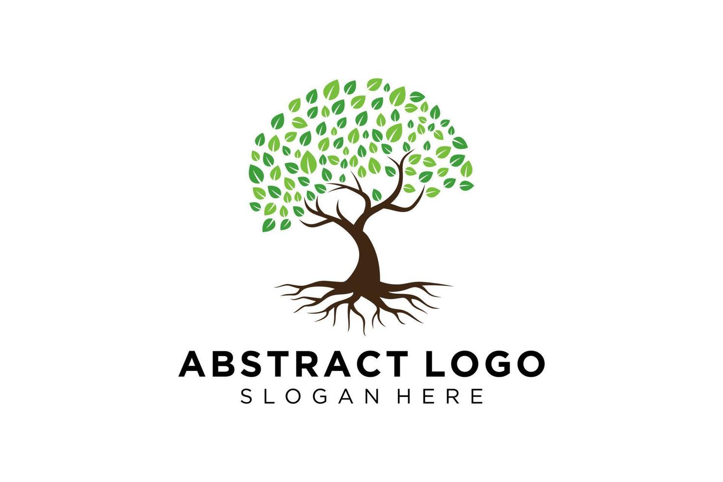 Green tree logo design natural and abstract leaf. vector
