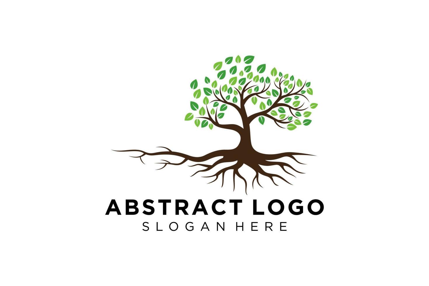 Green tree logo design natural and abstract leaf. vector