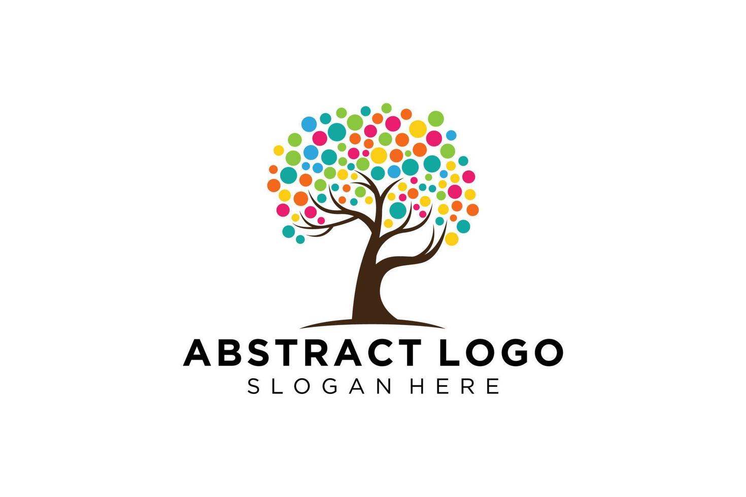 Green tree logo design natural and abstract leaf. vector