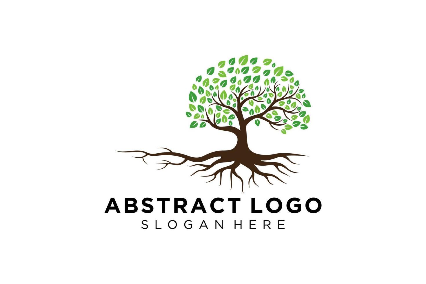 Green tree logo design natural and abstract leaf. vector