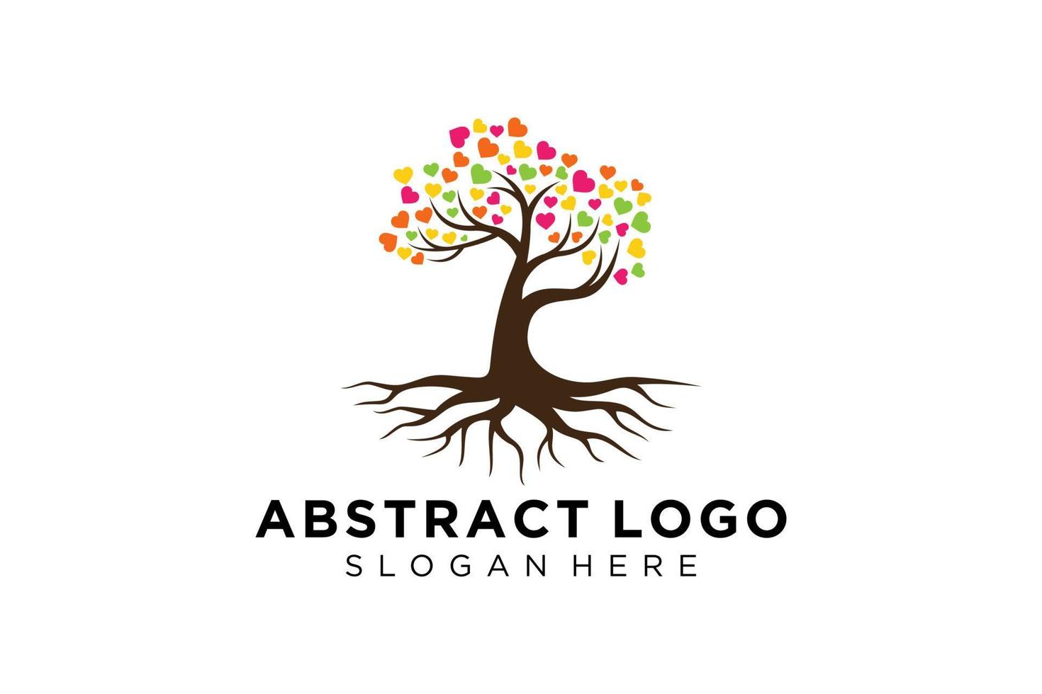 Green tree logo design natural and abstract leaf. vector