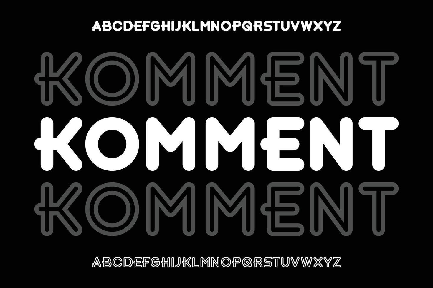 Solid and outline rounded alphabets set vector