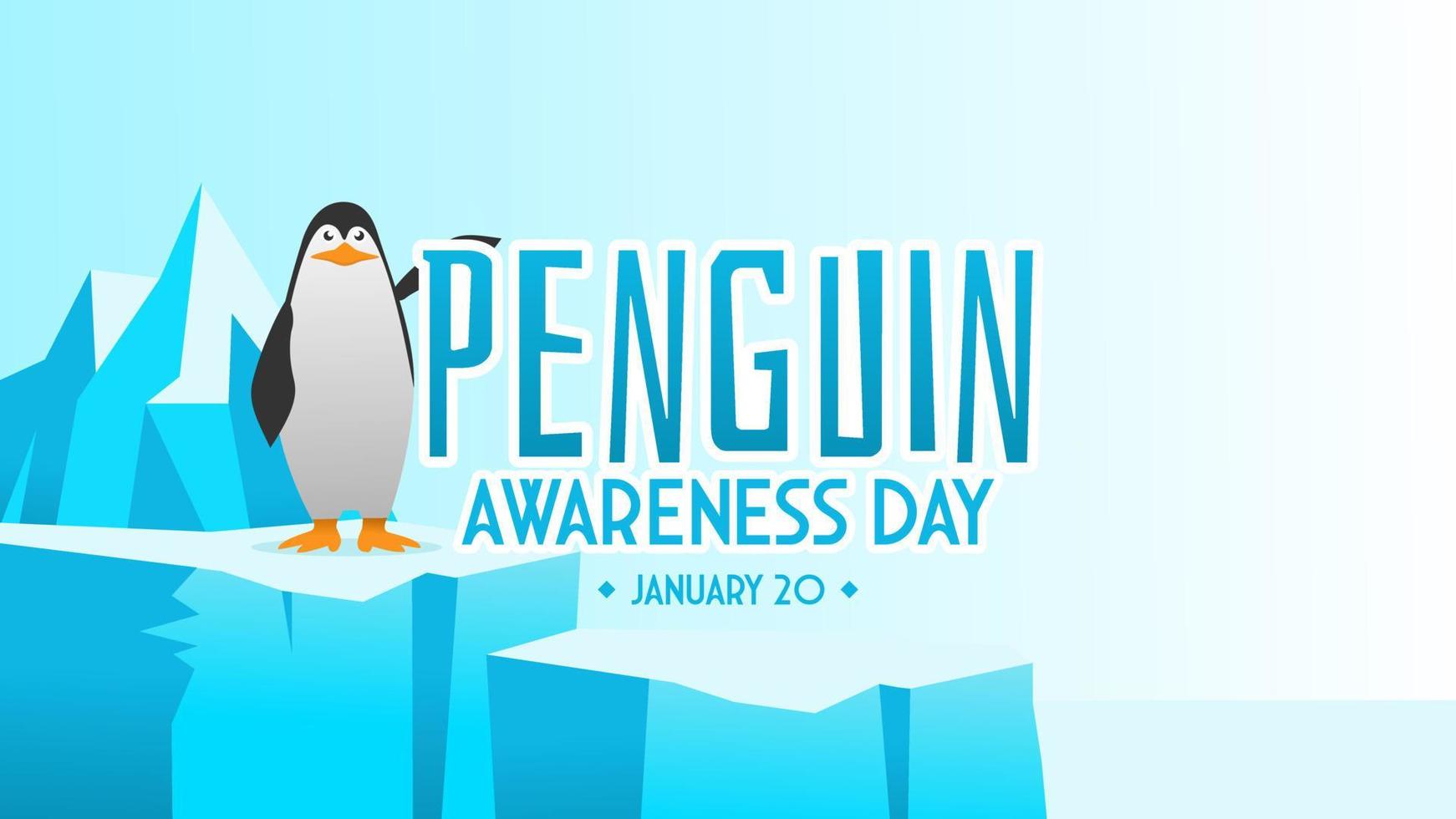 Penguin awareness day background vector flat style. Suitable for poster