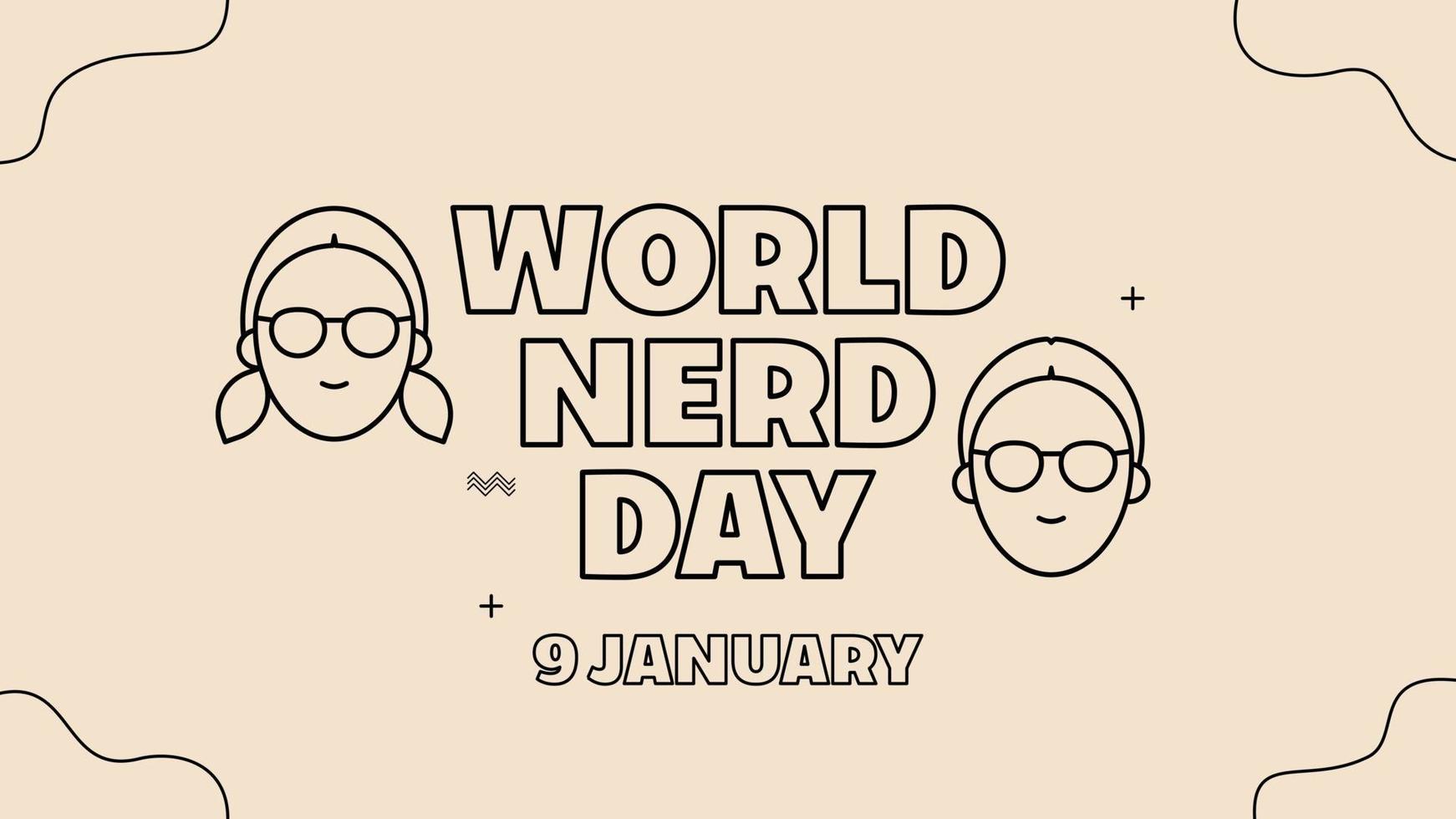 Happy world nerd day vector flat outline style. Suitable for poster, cover, web, social media banner.