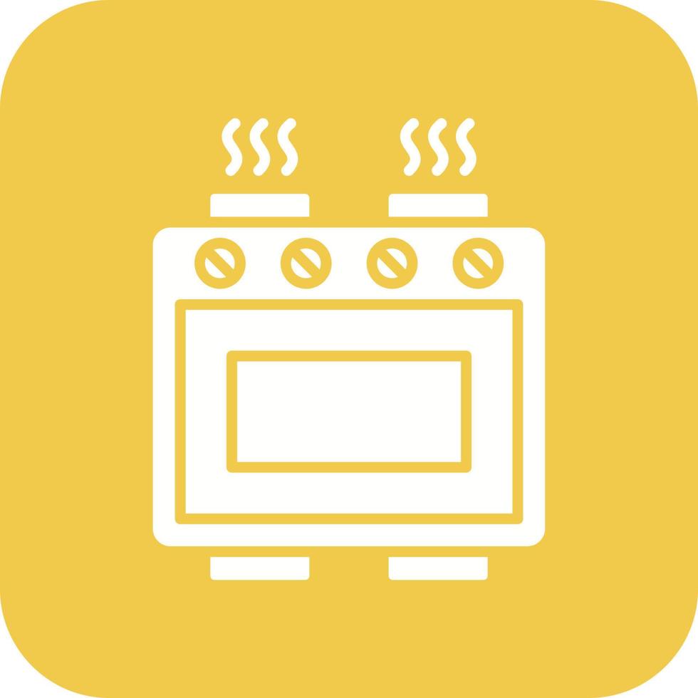 Electric Stove Glyph Round Corner Background Icon vector