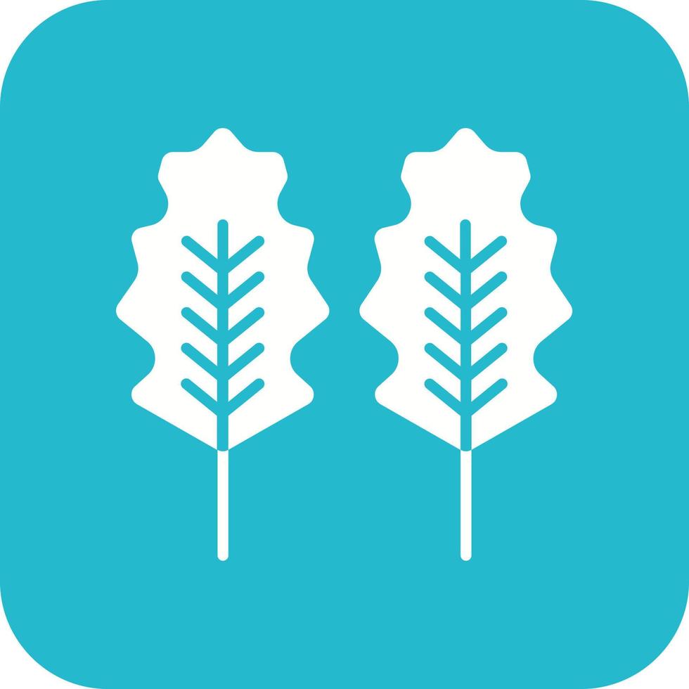 Oak Leaf Glyph Round Corner Background Icon vector