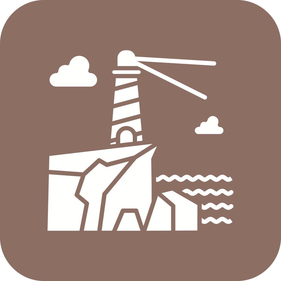 Lighthouse Landscape Glyph Round Corner Background Icon vector