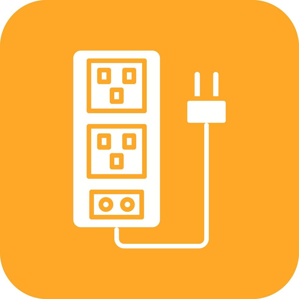 Extension Cord Glyph Round Corner Background Icon vector