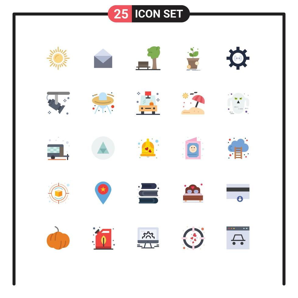 Universal Icon Symbols Group of 25 Modern Flat Colors of cog business nature profit growth Editable Vector Design Elements