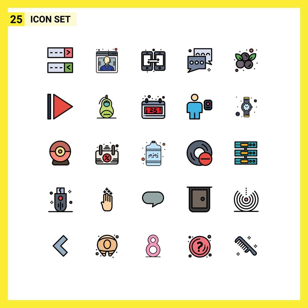 paquete de iconos vectoriales de stock de 25 signos de línea y símbolos para arándanos hablar datos mensaje chat elementos de diseño vectorial editables vector