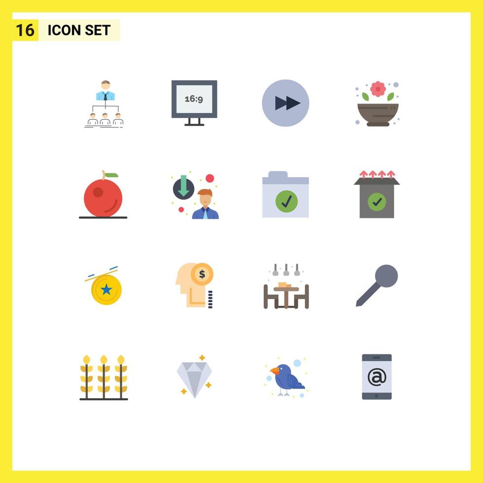 Modern Set of 16 Flat Colors and symbols such as team forward group display mortar Editable Pack of Creative Vector Design Elements