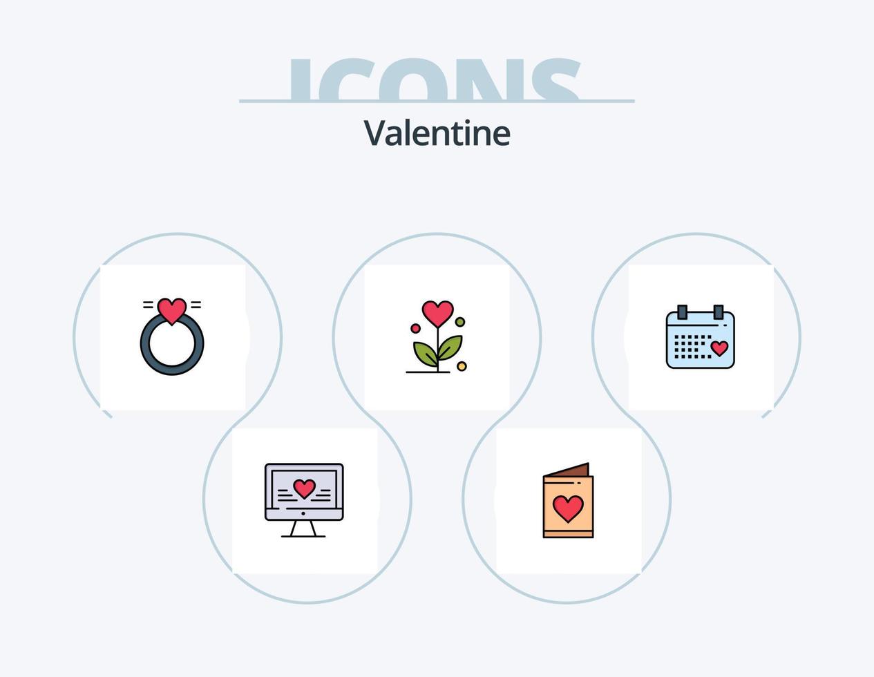 Valentine Line Filled Icon Pack 5 Icon Design. love. love. ring. day. valentine vector