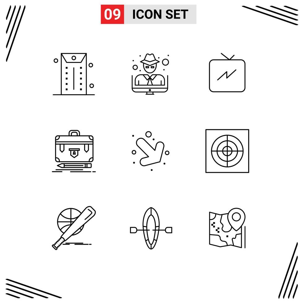 9 Outline concept for Websites Mobile and Apps right arrow power portfolio financial Editable Vector Design Elements