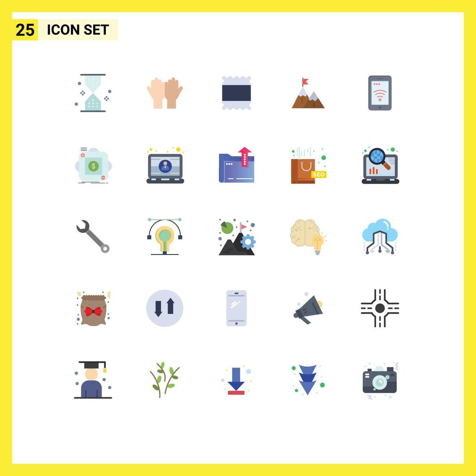 Stock Vector Icon Pack of 25 Line Signs and Symbols for mountain goal religion flag success Editable Vector Design Elements