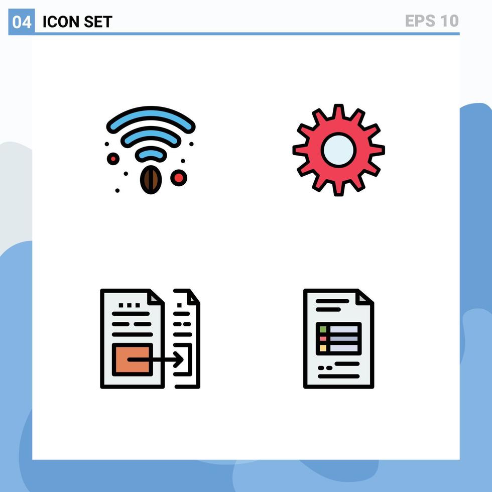 4 Creative Icons Modern Signs and Symbols of cafe file cog account business Editable Vector Design Elements