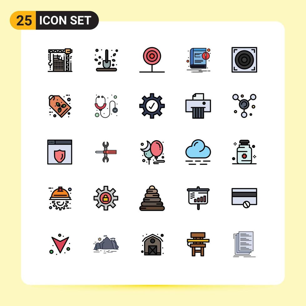 Pack of 25 Modern Filled line Flat Colors Signs and Symbols for Web Print Media such as notice book scoop kitchen fast food Editable Vector Design Elements