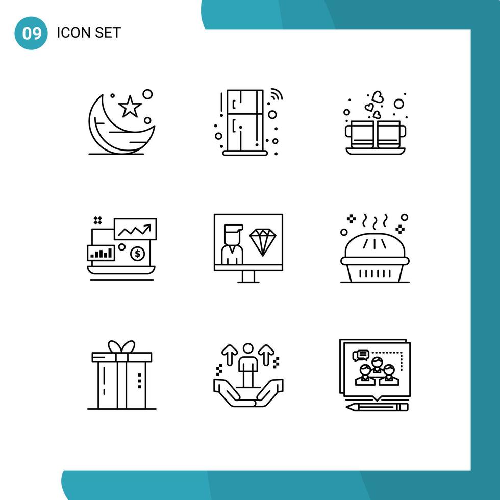 9 Creative Icons Modern Signs and Symbols of laptop financial smart dollar sign drink Editable Vector Design Elements