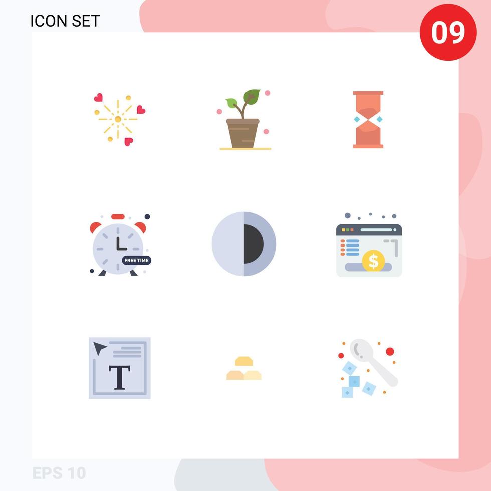 9 Universal Flat Color Signs Symbols of science hobby hourglass hobbies sand Editable Vector Design Elements